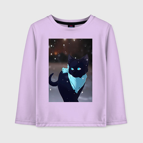 Детский лонгслив Бездомный бог кот Ято / Лаванда – фото 1
