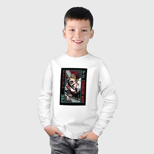 Детский лонгслив Человек-бензопила Денджи chainsaw man Denji / Белый – фото 3