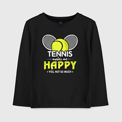 Лонгслив хлопковый детский Теннис делает меня счастливым а ты не очень, цвет: черный