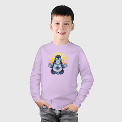 Лонгслив хлопковый детский Забавная горилла медитирует, цвет: лаванда — фото 2