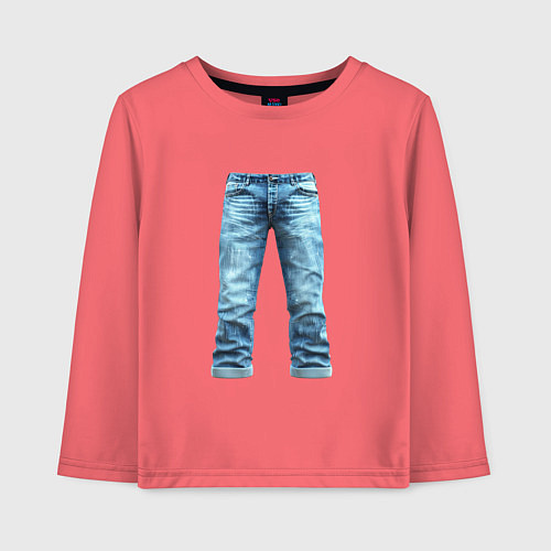 Детский лонгслив Джинсы штаны jeans / Коралловый – фото 1