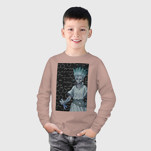 Детский лонгслив Сэнку Исигами / Пыльно-розовый – фото 3