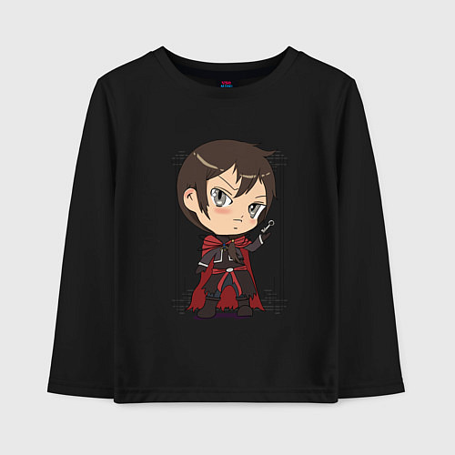 Детский лонгслив Арт на аниме владыка демонов и его девушка эльфийк / Черный – фото 1