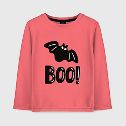 Лонгслив хлопковый детский Черная летучая мышь: хэллоуин, цвет: коралловый