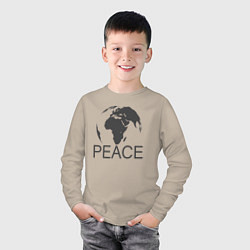 Лонгслив хлопковый детский Peace the world, цвет: миндальный — фото 2