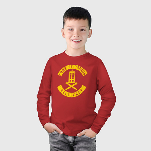 Детский лонгслив Sons of tardis gallifrey / Красный – фото 3