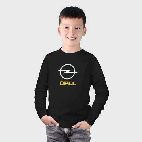 Детский лонгслив Opel авто бренд / Черный – фото 3