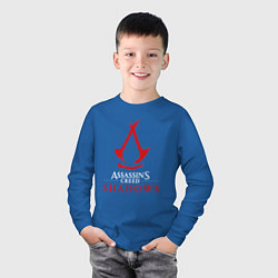 Лонгслив хлопковый детский Assassins creed shadows logo, цвет: синий — фото 2