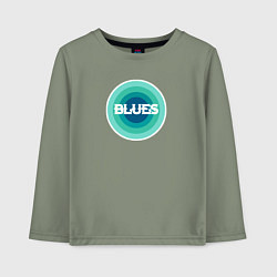 Лонгслив хлопковый детский Блюз ретро в синем, цвет: авокадо