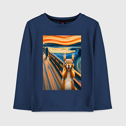 Лонгслив хлопковый детский Белка кричит - мем нейросеть, цвет: тёмно-синий