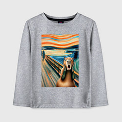 Лонгслив хлопковый детский Капибара кричит - мем нейросеть, цвет: меланж