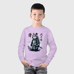 Лонгслив хлопковый детский Panda samurai - bushido ai art fantasy, цвет: лаванда — фото 2
