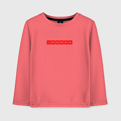 Лонгслив хлопковый детский Honda red logo, цвет: коралловый