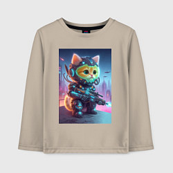 Лонгслив хлопковый детский Cool kitten - special cyberforces, цвет: миндальный