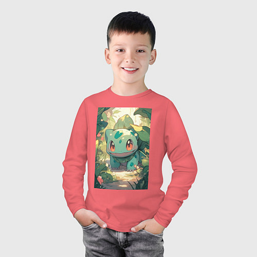 Детский лонгслив Покемон Бульбазавр / Коралловый – фото 3
