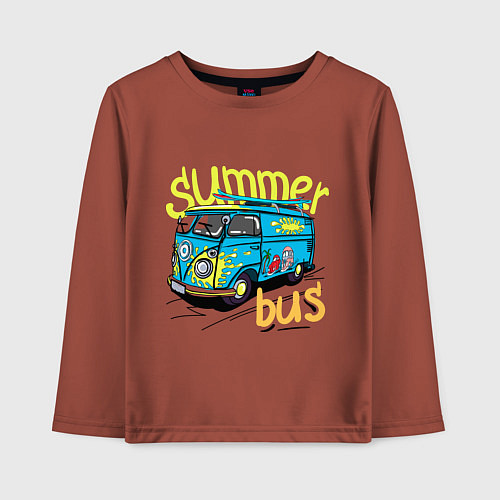 Детский лонгслив Summer bus / Кирпичный – фото 1