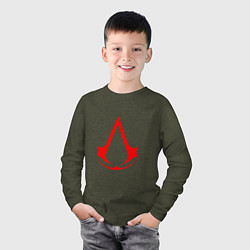 Лонгслив хлопковый детский Red logo of assassins, цвет: меланж-хаки — фото 2