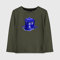 Лонгслив хлопковый детский Tardis ink, цвет: меланж-хаки
