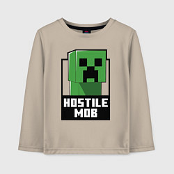 Лонгслив хлопковый детский Minecraft hostile mob, цвет: миндальный