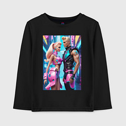 Лонгслив хлопковый детский Barbie and Ken - ai art fantasy, цвет: черный