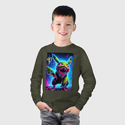 Лонгслив хлопковый детский Pikachu - nightmare ai art fantasy, цвет: меланж-хаки — фото 2
