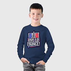 Лонгслив хлопковый детский Viva la France, цвет: тёмно-синий — фото 2