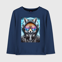 Лонгслив хлопковый детский Urban fox - ai art, цвет: тёмно-синий