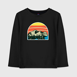 Лонгслив хлопковый детский Медведь и горы, цвет: черный