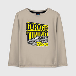 Лонгслив хлопковый детский Garage tuning team, цвет: миндальный