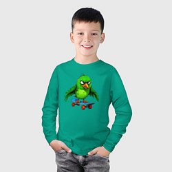 Лонгслив хлопковый детский Зелёный скейтбордист, цвет: зеленый — фото 2