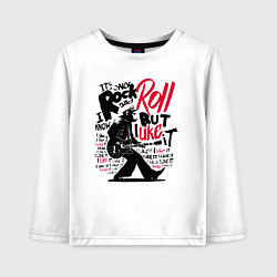 Лонгслив хлопковый детский Шимпанзе играет рок-н-рол, цвет: белый