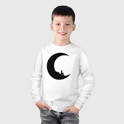 Лонгслив хлопковый детский Moon boy, цвет: белый — фото 2