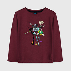 Лонгслив хлопковый детский Hit me boyo Hades skeleton, цвет: меланж-бордовый