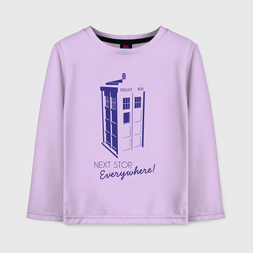 Детский лонгслив Следующая остановка везде / Лаванда – фото 1