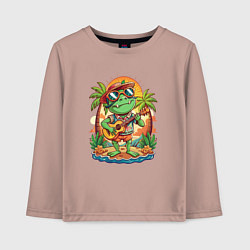 Лонгслив хлопковый детский Лягушка с гитарой жаркое лето, цвет: пыльно-розовый