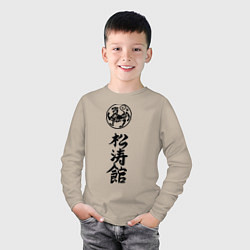 Лонгслив хлопковый детский Шотокан карате, цвет: миндальный — фото 2