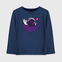Лонгслив хлопковый детский Любовь из космоса - peace v, цвет: тёмно-синий