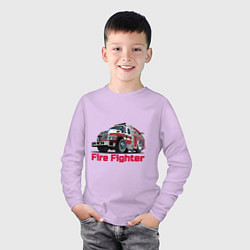 Лонгслив хлопковый детский Fire fighter, цвет: лаванда — фото 2