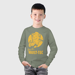 Лонгслив хлопковый детский Vault boy like print, цвет: авокадо — фото 2