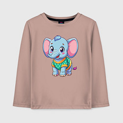Лонгслив хлопковый детский Весёлый слонёнок, цвет: пыльно-розовый