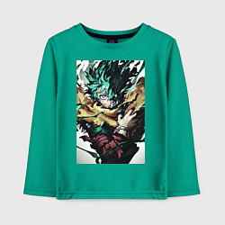 Лонгслив хлопковый детский Моя геройская академия Идзуку Мидория арт, цвет: зеленый