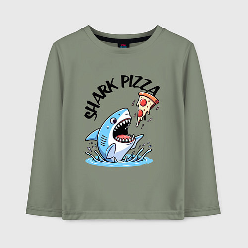 Детский лонгслив Shark pizza - ai art fantasy / Авокадо – фото 1