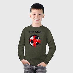 Лонгслив хлопковый детский Football England, цвет: меланж-хаки — фото 2