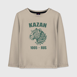 Лонгслив хлопковый детский Город Казань 1005 год снежный барс ретро стиль, цвет: миндальный
