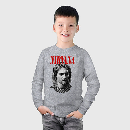 Детский лонгслив Nirvana kurt donald cobain / Меланж – фото 3