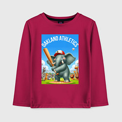 Лонгслив хлопковый детский Elephant - batter Oakland Athletics, цвет: маджента