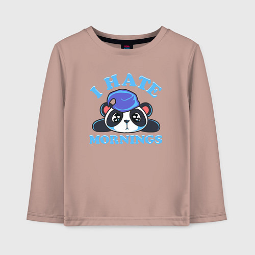 Детский лонгслив Я ненавижу утро / Пыльно-розовый – фото 1
