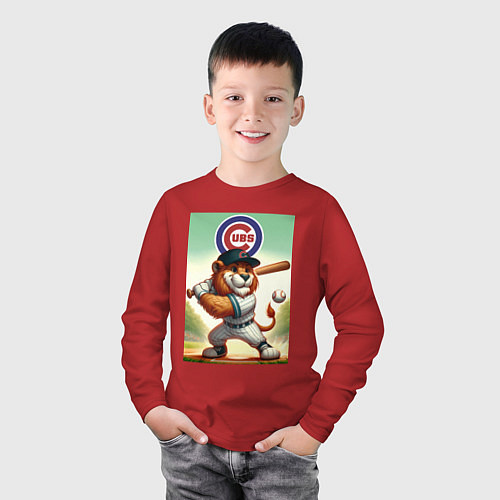Детский лонгслив Lion - batter Chicago cubs / Красный – фото 3
