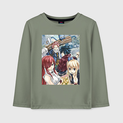 Детский лонгслив Хвост Феи Эрза Скарлет Грей Фуллбастер / Авокадо – фото 1