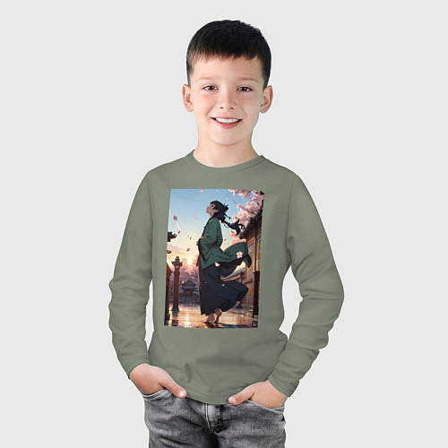 Детский лонгслив Монолог фармацевта Маомао во дворце / Авокадо – фото 3